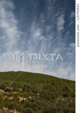 group of wind turbine on mountain group of wind turbine on mountain 126709683