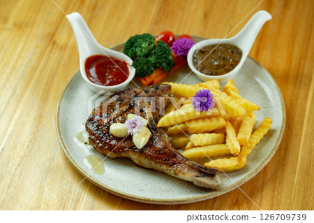 Barbecue Pork, Bone, Close-up, Color Image, Cooked Barbecue Pork, Bone, Close-up, Color Image, Cooked 126709739