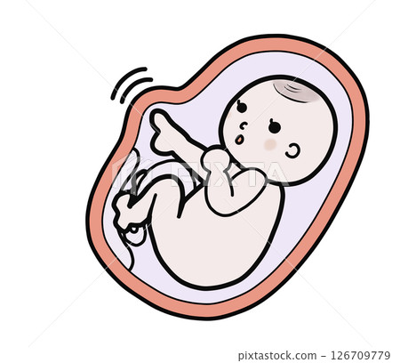 Illustration of a baby in the mother's womb (Tsuntsun) 126709779