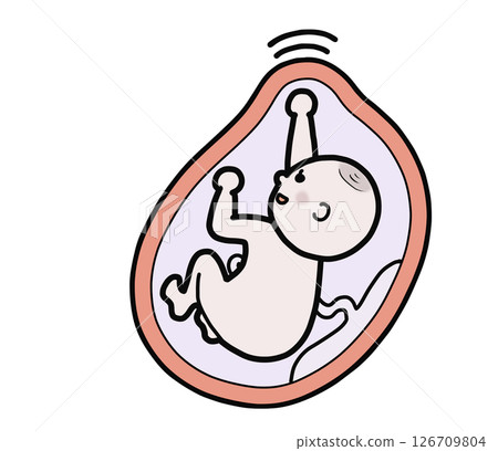 Illustration of a baby in the mother's womb (punch) 126709804