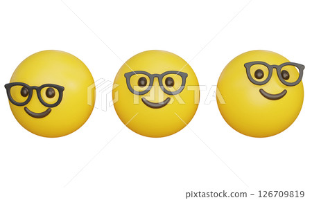 emoticon with glasses Emoji 3D Icon 126709819