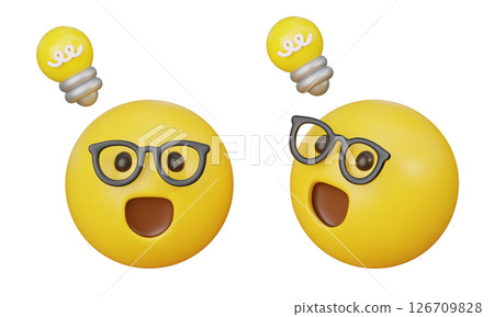 look of enlightenment with electric bulb Emoji 3D Icon 126709828
