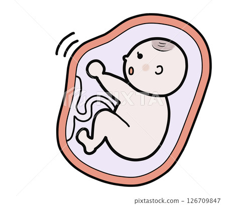 Illustration of a baby in the mother's womb (punch) 126709847