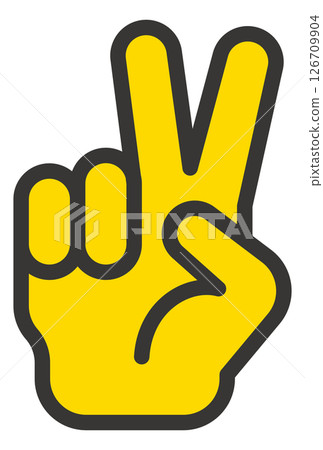 Simple hand icon doing a peace sign 126709904