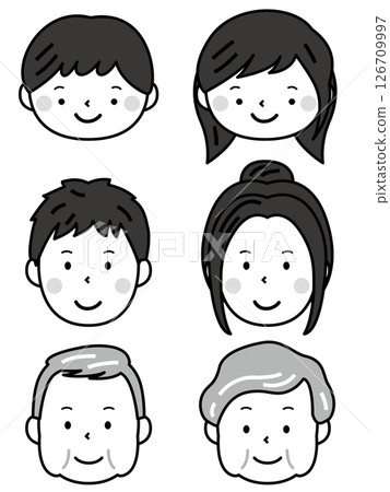 Three generations family icon illustration, monochrome 126709997