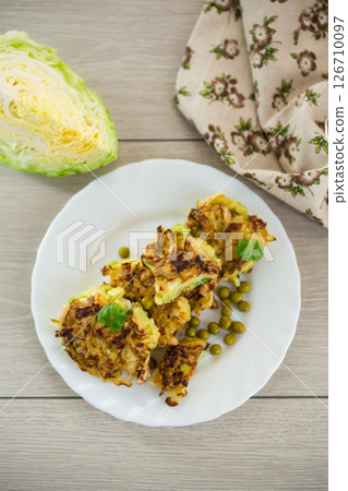 vegetable cutlets from early cabbage with peas vegetable cutlets from early cabbage with peas 126710097