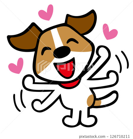 傑克羅素梗犬角色揮舞雙手,擺出愛的姿勢 傑克羅素梗犬角色揮舞雙手,擺出愛的姿勢 126710211