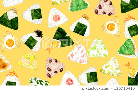飯糰背景手繪水彩食物和料理插圖 126710410