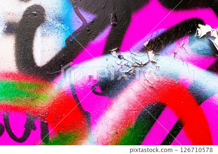 Vibrant Graffiti Art with Neon Pink and Red for 90s Urban Street Style 126710578