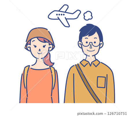 Illustration of a couple going on a trip 126710731