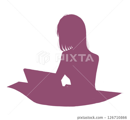 使用筆記型電腦剪影的女人 126710866