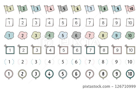 數字圖示順序 1 2 3 4 5 6 7 8 9 10 素材插圖向量集 126710999