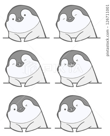 Icon set of emperor penguin chicks showing their upper bodies Icon set of emperor penguin chicks showing their upper bodies 126711001