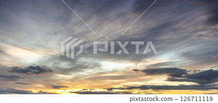 colorful dramatic sky with cloud at sunset. colorful dramatic sky with cloud at sunset. 126711119