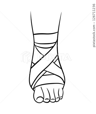 Vector isolated illustration of bandaging a leg. First aid for foot injuries. 126711236