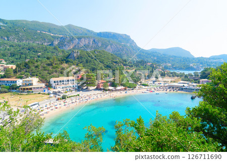 Paleokastritsa beach on Korfu, Greece 126711690