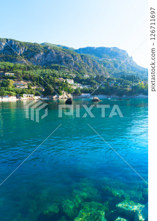 Paleokastritsa beach on Korfu, Greece Paleokastritsa beach on Korfu, Greece 126711697