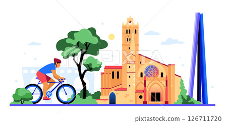 Travel to France - colorful flat design style illustration 126711720
