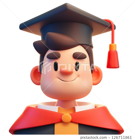 3D graduate with cap and gown. AI-generated item 126711861