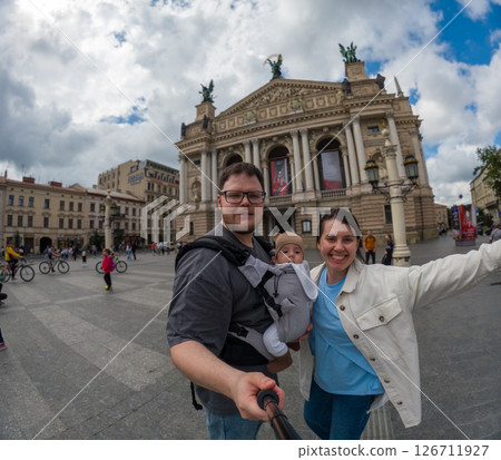 Family Selfie in Front of Historic Building Family Selfie in Front of Historic Building 126711927