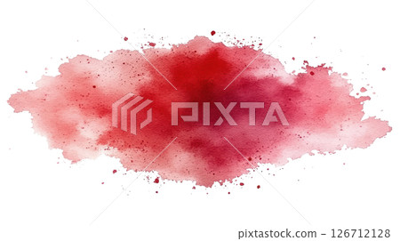 Vibrant red watercolor splash on a white background showcasing artistic texture and blending techniques 126712128