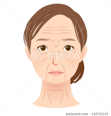 Wrinkled female face, beauty, senior woman 126712235