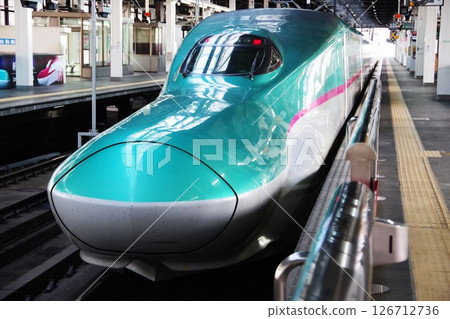 Tohoku-Hokkaido Shinkansen "Hayabusa" entering Morioka Station Tohoku-Hokkaido Shinkansen "Hayabusa" entering Morioka Station 126712736