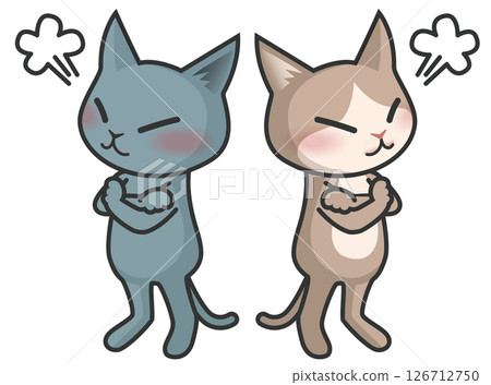 Two cat characters fighting and being angry Two cat characters fighting and being angry 126712750