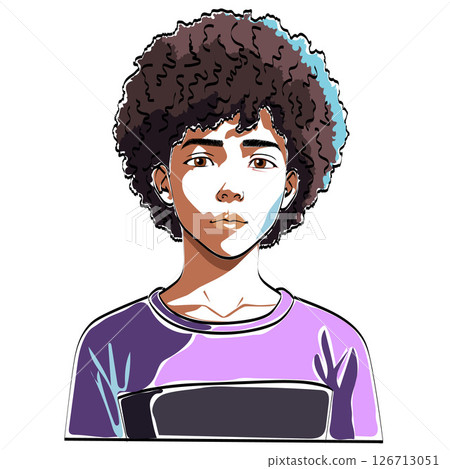 afro hair boy teen art painting sketch style afro hair boy teen art painting sketch style 126713051