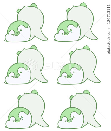 墮落的帝王企鵝幼崽的圖標插圖集(抹茶綠) 墮落的帝王企鵝幼崽的圖標插圖集(抹茶綠) 126713111