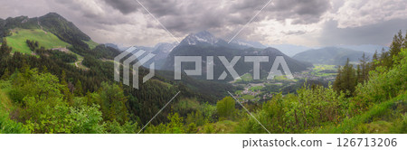 Konigsee lake from Jenner mount in Berchtesgaden National Park, Alps Germany 126713206