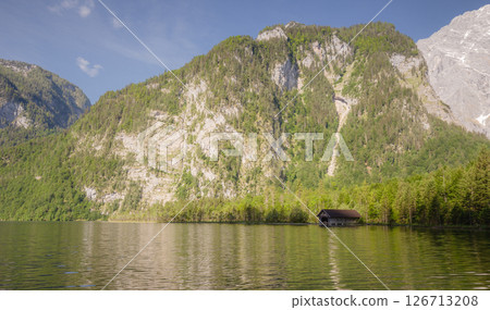 Konigsee lake near Jenner mount in Berchtesgaden National Park, Alps Germany Konigsee lake near Jenner mount in Berchtesgaden National Park, Alps Germany 126713208