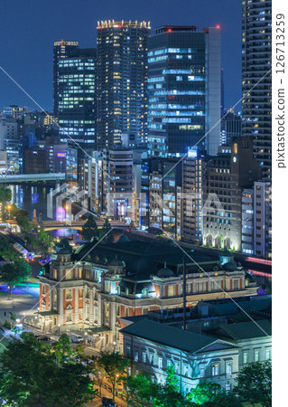 大阪中之島的夜景－大阪市中央公會堂燈光璀璨 126713259