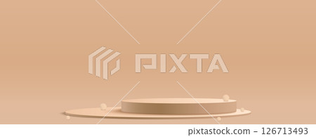 Beige round podium display 126713493