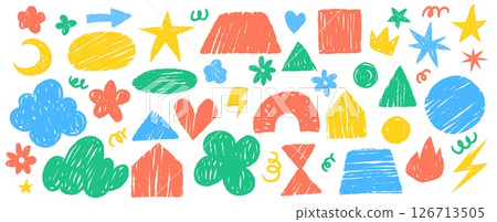 Crayon doodle sticker set Crayon doodle sticker set 126713505