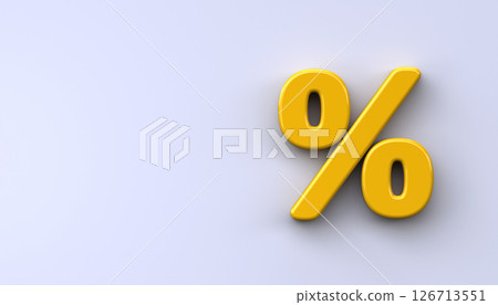 3d Yellow percent symbol on a white background. 3d Yellow percent symbol on a white background. 126713551