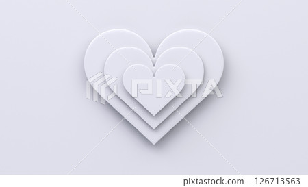 White Background With 3D Hearts, Valentine's Day 126713563