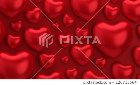 Red background with 3D hearts for Valentine's Day Red background with 3D hearts for Valentine's Day 126713564