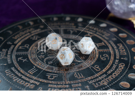 Zodiac horoscope with divination dice Zodiac horoscope with divination dice 126714009