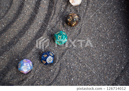 Zodiac horoscope with divination dice 126714012