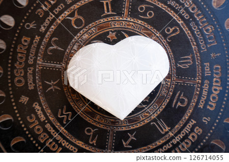 Healing crystals on brown background 126714055