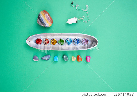 heart made of stone crystal with flower of life pattern 126714058