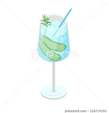 雞尾酒等距插圖 126714193