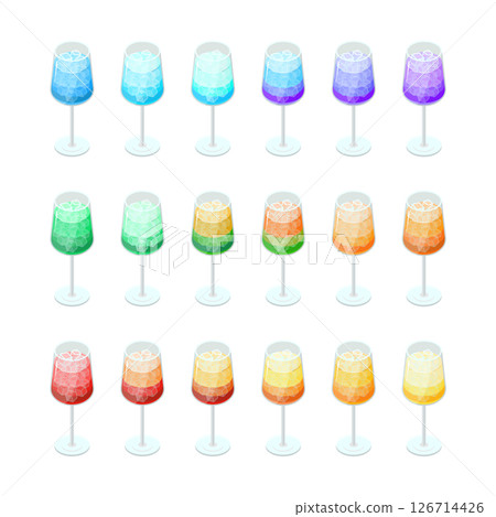 雞尾酒套裝_等距插圖 雞尾酒套裝_等距插圖 126714426