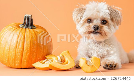 Pumpkin and dog, Halloween 126714445