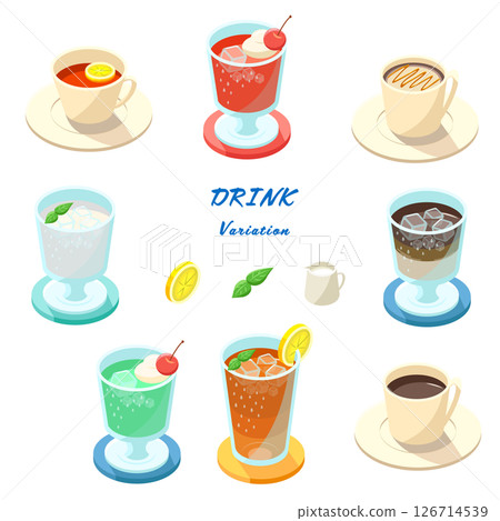 Cafe drink set_isometric illustration Cafe drink set_isometric illustration 126714539