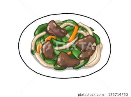 Stir-fried liver and chives with bean sprouts and carrots Stir-fried liver and chives with bean sprouts and carrots 126714760
