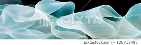 Abstract dark teal smoke waves on black background, digital design 126715493