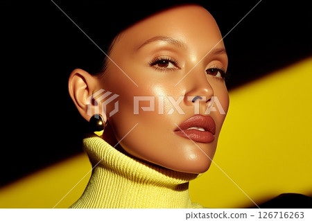 Elegant Portrait with Bold Yellow Accents 126716263