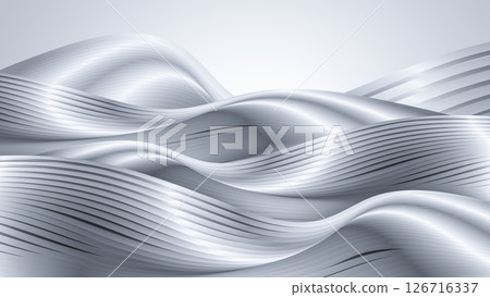 3d渲染銀白色條紋波背景 126716337